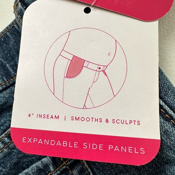 Isabel Maternity Side Panels Stretch Pockets Midi Denim Jean Shorts Size 4 NEW - Picture 10 of 11